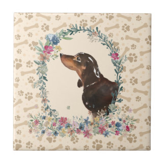Azulejo De Cerâmica Pata de Cão Negro e Cão de Barrão Imprimir Cubo Fl