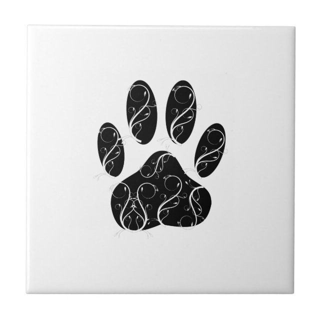 Azulejo De Cerâmica Pata Negra De Cão Impressa Com Farinhas Brancas (Frente)