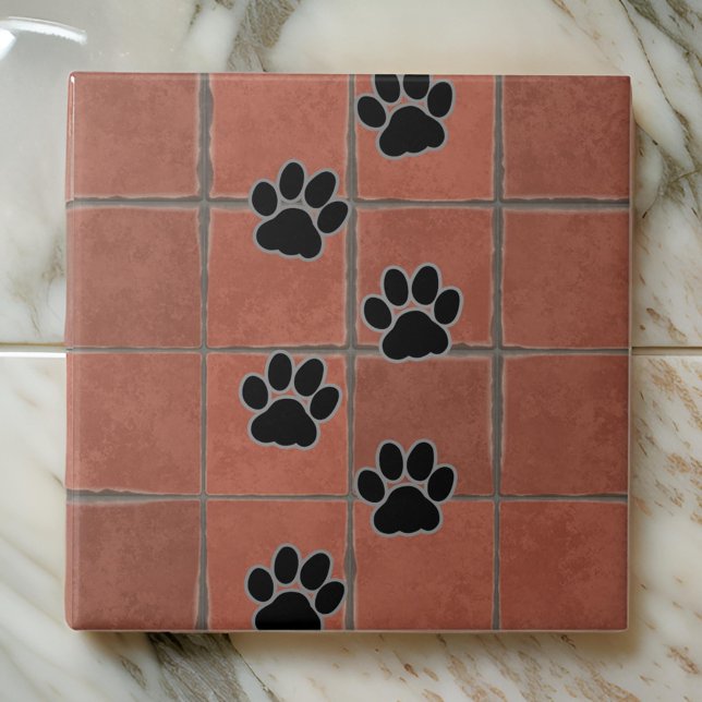 Azulejo De Cerâmica Patas-Cães Terracotta Pista no Chão Trilha de Pata (Criador carregado)