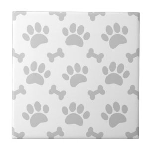 Azulejo De Cerâmica Patas Cinzas e Padrão de Ossos Pet