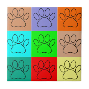 Azulejo De Cerâmica Patas de Cachorrinho Fofo em Quadrados