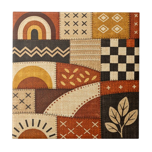 Azulejo De Cerâmica Patchwork Moderno Aconchegante (Frente)