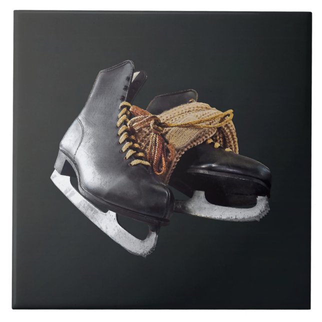 Azulejo De Cerâmica Patins de Gelo Antigos (Frente)
