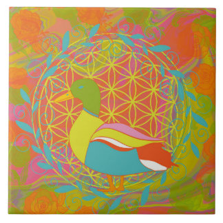 Azulejo De Cerâmica Pato Colorido – Arte Vibrante Inspirada na Naturez
