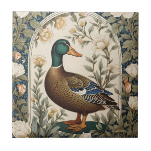 Azulejo De Cerâmica Pato-real Elegante Inspirado em William Morris
