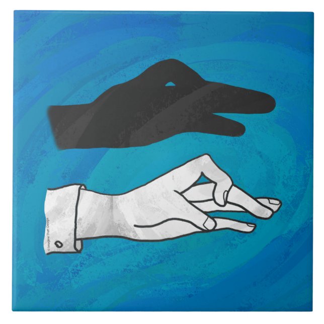 Azulejo De Cerâmica Pato Sombra em Azul (Frente)