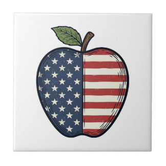 Azulejo De Cerâmica Patriotic Apple Vintage Engraving Vector Design_1