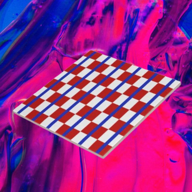 Azulejo De Cerâmica Patriotic Checkerboard Ceramic Tile (Criador carregado)