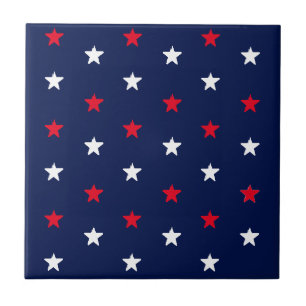 Azulejo De Cerâmica Patriótico marinho Vermelho - estrelas azul 4 de