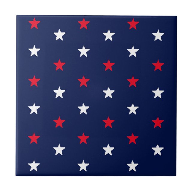 Azulejo De Cerâmica Patriótico marinho Vermelho - estrelas azul 4 de j (Frente)