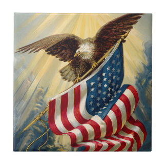 Azulejo De Cerâmica Patriotismo Vintage, Bandeira Americana Águia Patr
