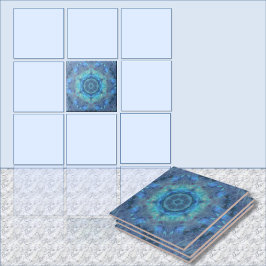 Azulejo De Cerâmica Paua padrão circular blues