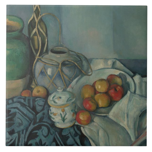 Azulejo De Cerâmica Paul Cezanne - A Vida Estática com Maçãs (Frente)