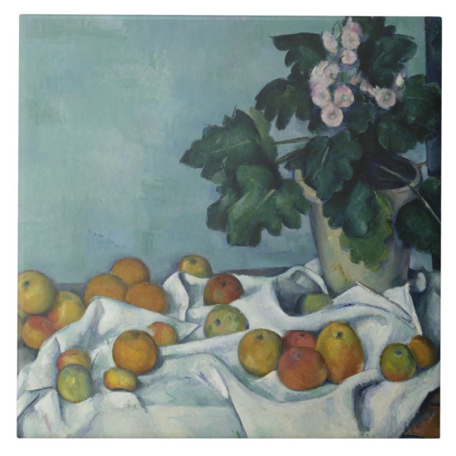 Azulejo De Cerâmica Paul Cezanne - A Vida Estática com Maçãs e um Pote (Frente)