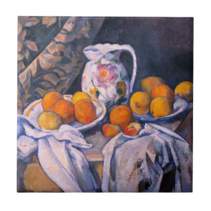 Azulejo De Cerâmica Paul Cezanne - A Vida Estática com uma Cortina
