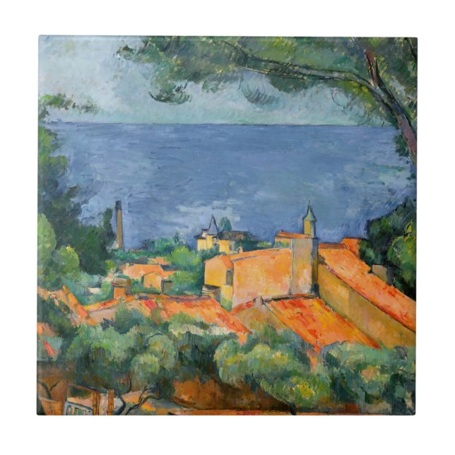 Azulejo De Cerâmica Paul Cezanne - Estaque com Telhados Vermelhos (Frente)