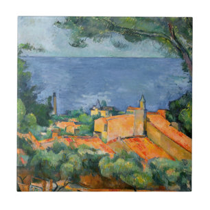 Azulejo De Cerâmica Paul Cezanne - L'Estaque com Telhados Vermelhos