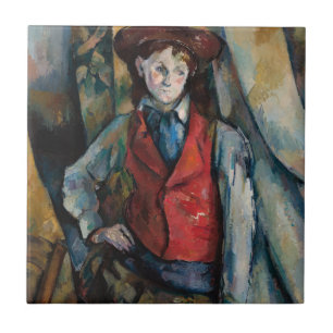 Azulejo De Cerâmica Paul Cezanne - Menino com Colete Vermelho