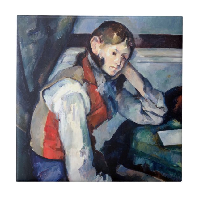 Azulejo De Cerâmica Paul Cezanne - Menino no Colete Vermelho (Frente)