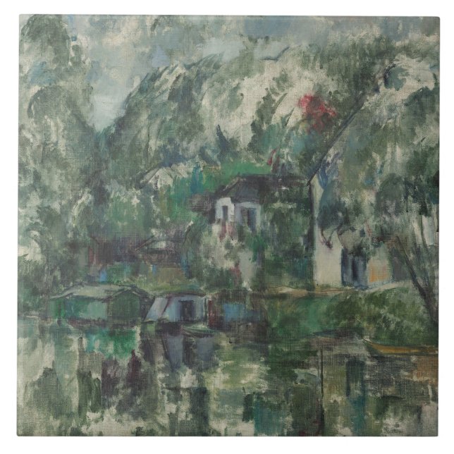 Azulejo De Cerâmica Paul Cezanne | na borda da água, C. 1890 (óleo o (Frente)