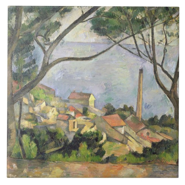 Azulejo De Cerâmica Paul Cezanne | o mar no l'Estaque, 1878 (Frente)