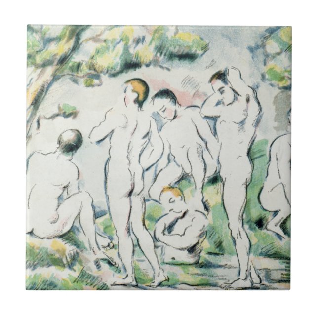 Azulejo De Cerâmica Paul Cezanne | os Bathers, placa pequena (Frente)