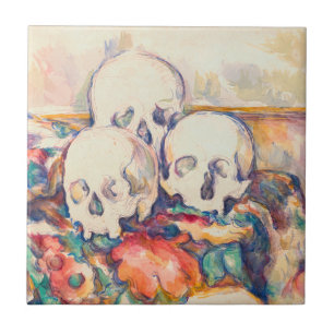 Azulejo De Cerâmica Paul Cezanne - Os Três Crânios Aquarela