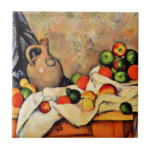 Azulejo De Cerâmica Paul Cezanne pintura, Cortina, Jug e Fruta