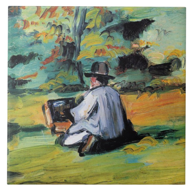 Azulejo De Cerâmica Paul Cezanne - Um Pintor em Ação,  (Frente)