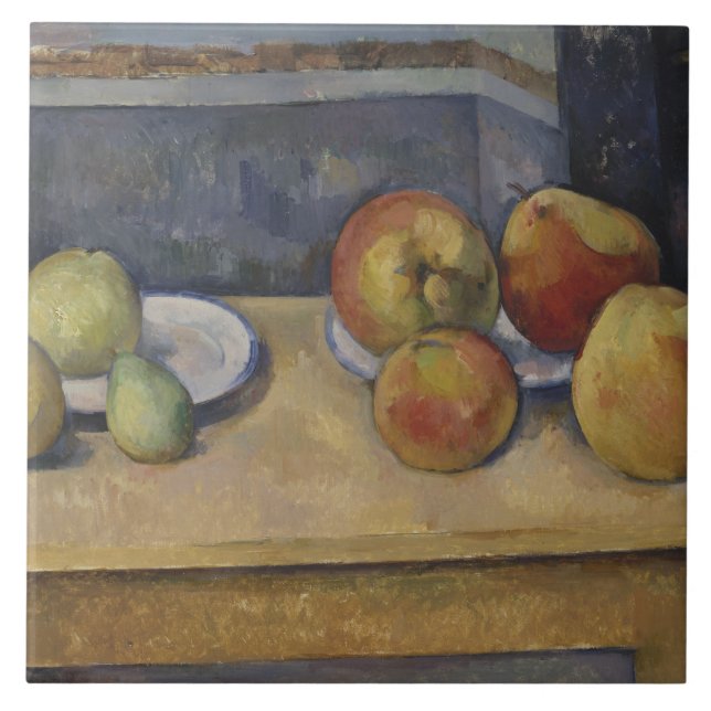 Azulejo De Cerâmica Paul Cezanne - Vida Estática com Maçãs e Peras (Frente)
