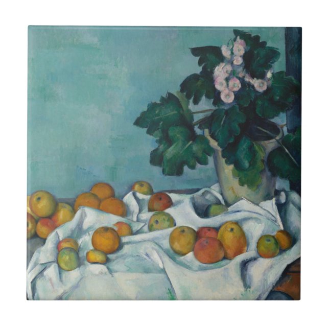 Azulejo De Cerâmica Paul Cezanne | Vida Estática com Maçãs e um Pote d (Frente)