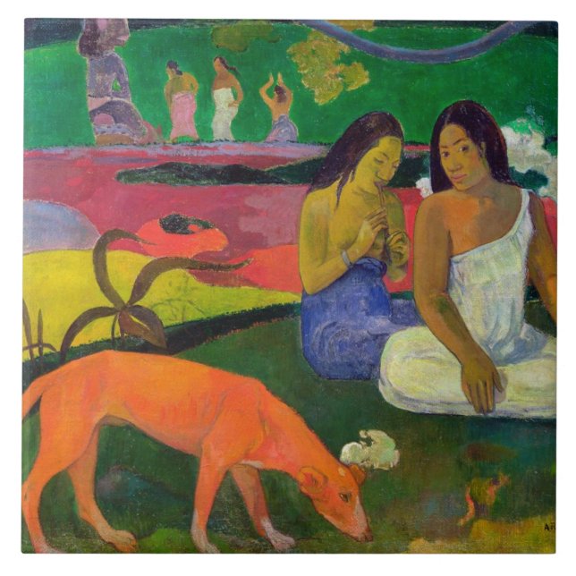 Azulejo De Cerâmica Paul Gauguin | Arearea (o cão vermelho), 1892 (Frente)