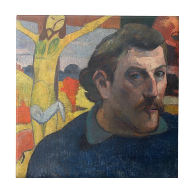 Azulejo De Cerâmica Paul Gauguin - Autorretrato com Cristo Amarelo (Frente)