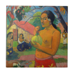 Azulejo De Cerâmica Paul Gauguin - Mulher segurando uma Fruta
