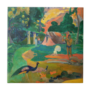 Azulejo De Cerâmica Paul Gauguin - Paisagem com Peacocks / Matamoe