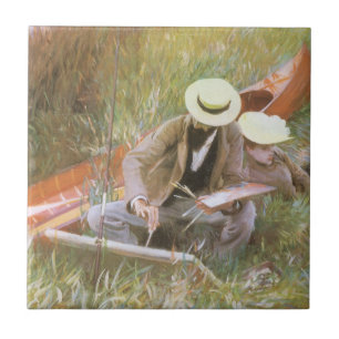 Azulejo De Cerâmica Paul Helleu Desenho com Sua Esposa por JS Sargent