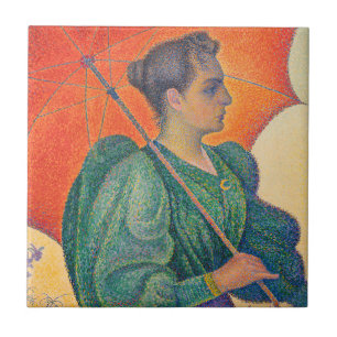 Azulejo De Cerâmica Paul Signac - Mulher com Guarda-Sol