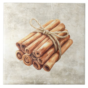 Azulejo De Cerâmica Pauzinhos de canela com cordel aquarela rústica