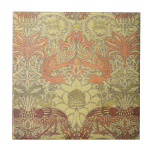Azulejo De Cerâmica Pavão de William Morris e teste padrão do dragã