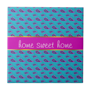 Azulejo De Cerâmica Pavão e teste padrão magenta de Paisley