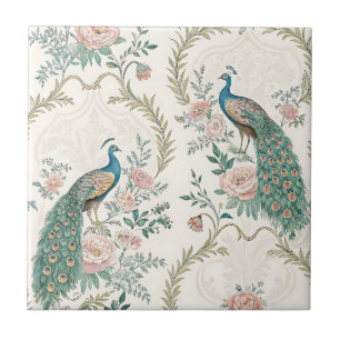 Azulejo De Cerâmica Pavão Elegante Floral Vintage (15)