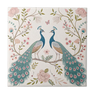 Azulejo De Cerâmica Pavão Elegante Floral Vintage (18)