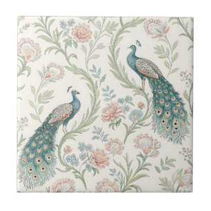 Azulejo De Cerâmica Pavão Elegante Floral Vintage (20)