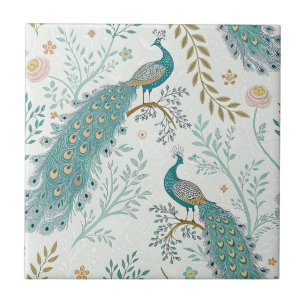 Azulejo De Cerâmica Pavão Elegante Floral Vintage (21)