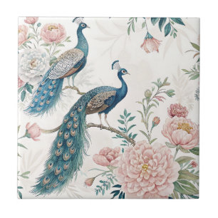 Azulejo De Cerâmica Pavão Elegante Floral Vintage (8)