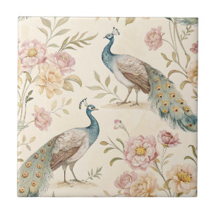 Azulejo De Cerâmica Pavão Elegante Floral Vintage (9)