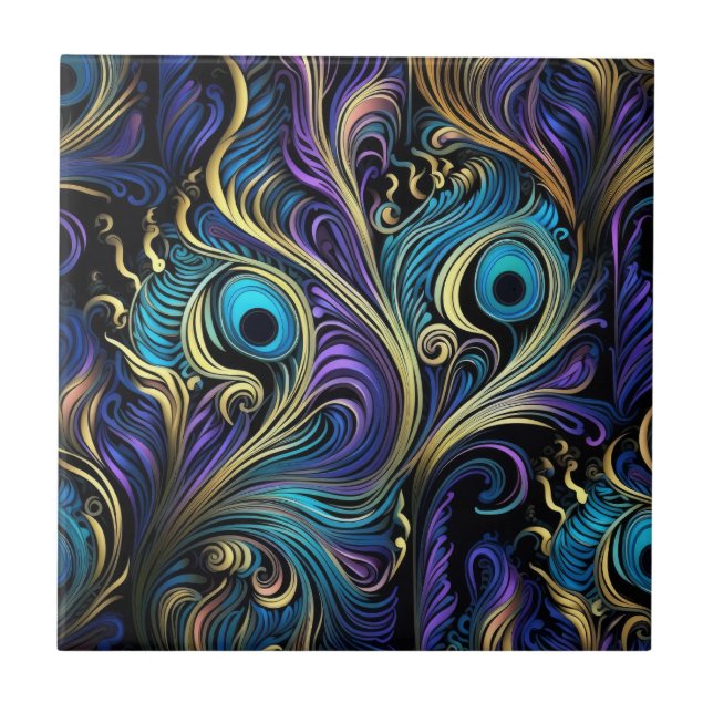 Azulejo De Cerâmica Pavão - Padrão Colorido (Frente)