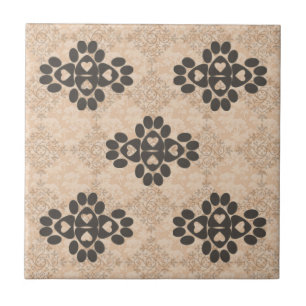 Azulejo De Cerâmica Paw Checkerboard Pentagon Design Hearts Brown