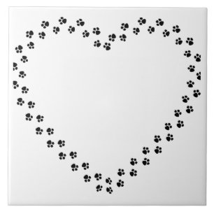 Azulejo De Cerâmica Paw imprime em um coração