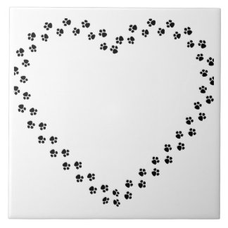 Azulejo De Cerâmica Paw imprime em um coração